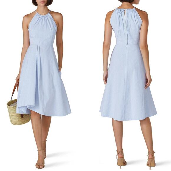 Jason Wu Apron Dress Sleeveless Fit & Flare Striped Blue & White 0 - Picture 1 of 9